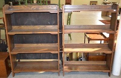 Lot 1084 - A pair of Arts & Crafts style oak open...