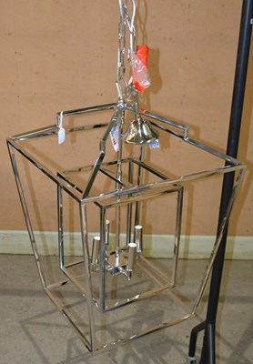 Lot 1073 - A metal four light pendant lantern of cube...