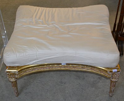 Lot 1064 - A Louis XV style footstool with gilt wood...