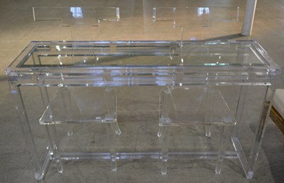 Lot 1051 - A clear acrylic console table with glass top...