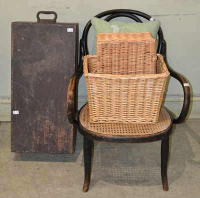 Lot 1067 - A bentwood lounge chair with rattan seat, 67cm...