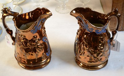 Lot 758 - Two Staffordshire style pottery copper...