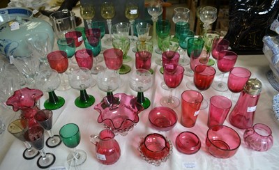 Lot 745 - A quantity of Cranberry glass items to include...