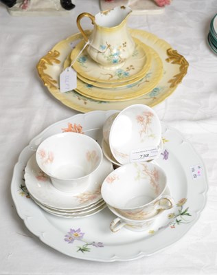 Lot 732 - A part ceramic Limoges tea service with gilt...