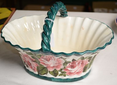 Lot 728 - A Wemyss pottery basket with ripple edges and...