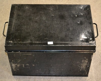 Lot 1057 - An early 20th century black metal deed box...