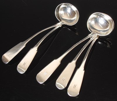 Lot 209 - A set of five Scottish provincial silver toddy...