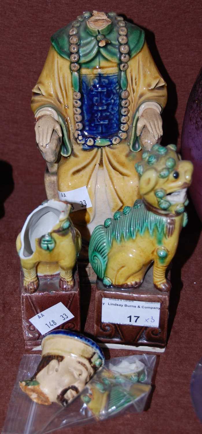Lot 17 - A Chinese pottery Sancai glazed model of an...