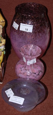 Lot 18 - A Monart vase shape 'MF' mottled purple and...