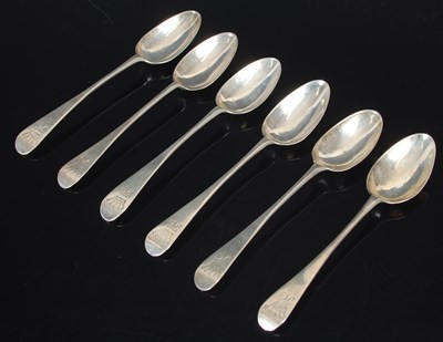 Lot 184 - A set of six George III Scottish silver...