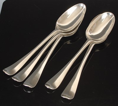 Lot 160 - Four George III Scottish silver tablespoons,...