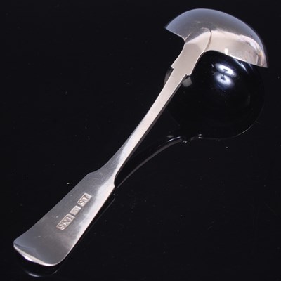 Lot 202 - A Scottish provincial large silver sauce ladle,...