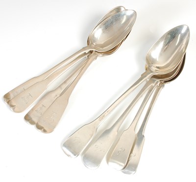 Lot 171 - Eight Scottish silver tablespoons, fiddle...