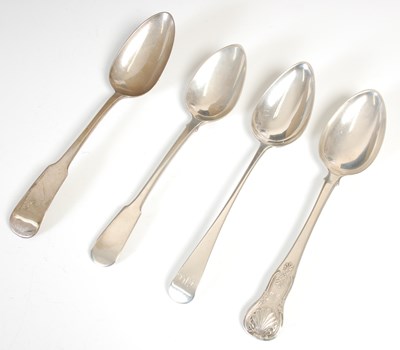 Lot 161 - Four silver tablespoons comprising: one by...