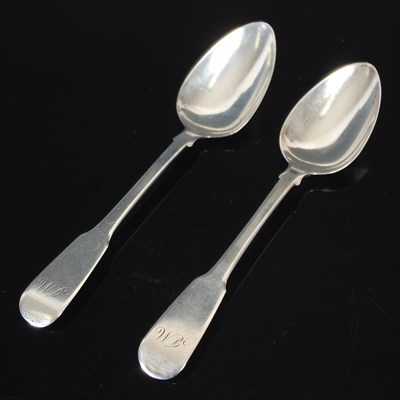 Lot 50 - A pair of Scottish provincial silver teaspoons,...