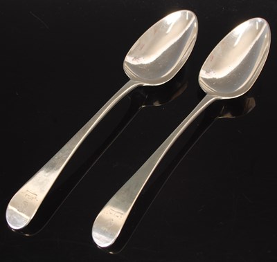 Lot 126 - An unusual pair of Colonial silver tablespoons,...