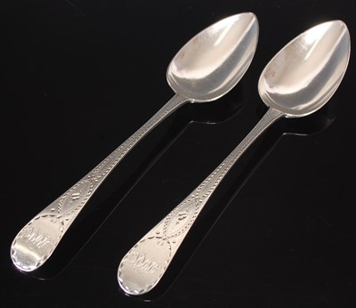 Lot 131 - A pair of George III silver tablespoons, by...