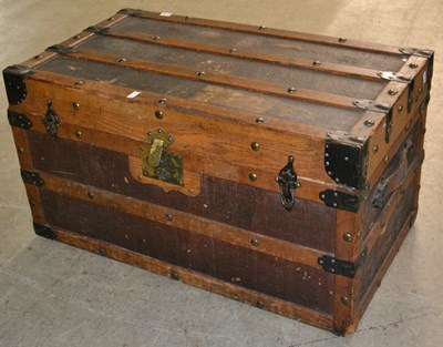 Lot 1092 - A 19th century wood and metal bound steamer...