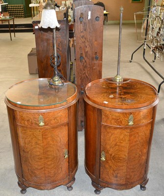 Lot 1090 - A pair of early 20th century walnut barrel...