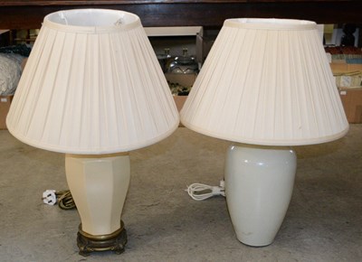Lot 1110 - Two 20th century crackle glazed table lamps of...