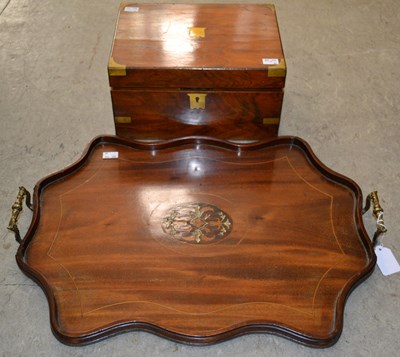 Lot 1134 - An early 20th century mahogany tray, decorated...
