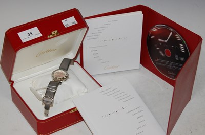 Lot 39 - A 'Cartier 21 Chronoscaph' ladies wristwatch...
