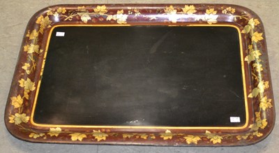 Lot 1161 - A large 19th century toleware rectangular tray,...