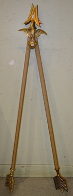 Lot 1035 - A pair of decorative spear poles with eagle...