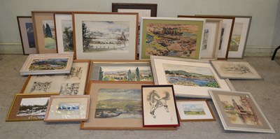 Lot 1085 - Three boxes of assorted pictures and paintings,...