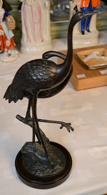 Lot 776 - A Japanese bronze crane sculpture, depicting...