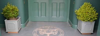 Lot 1153 - A pair of garden planter boxes of squared form,...