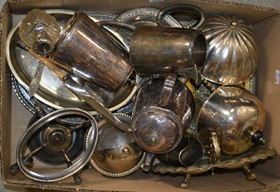 Lot 901 - A box of assorted silver plated ware, to...
