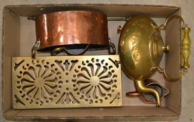 Lot 898 - A box of assorted items, to include a brass...