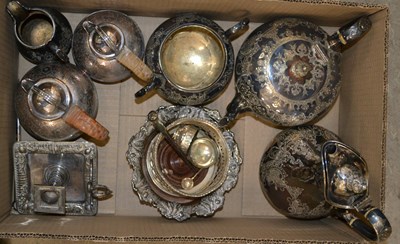 Lot 910 - A box of assorted silver plated ware, to...