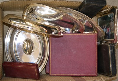 Lot 908 - A box of assorted items, to include silver...