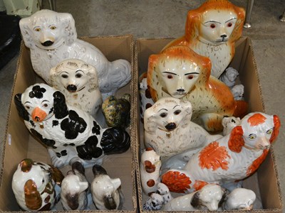 Lot 886 - Two boxes of assorted Staffordshire dog...