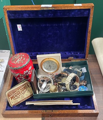 Lot 684 - An oak canteen box containing assorted costume...