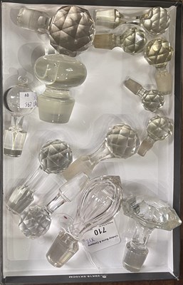 Lot 710 - A box of assorted cut glass crystal decanter...