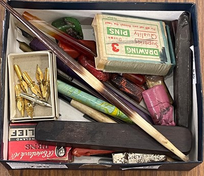 Lot 720 - A box of assorted items, to include ink pen...