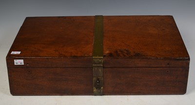Lot 848 - A 19th century mahogany travel box, reinforced...