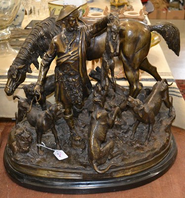 Lot 828 - After P.J. Mene, a bronze figure group "After...