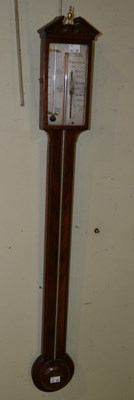 Lot 1043 - A 19th century mahogany stick barometer,...