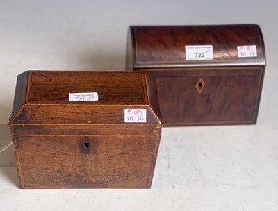 Lot 722 - A 19th century burr wood tea caddy of domed...