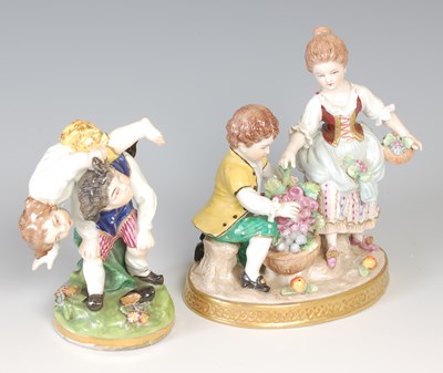 Lot 645 - A 19th century Derby ceramic figurine of two...