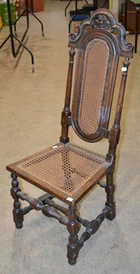 Lot 1191 - An antique hall chair with cane work back and...