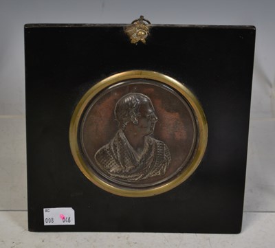 Lot 840 - A 19th century bronze circular portrait...