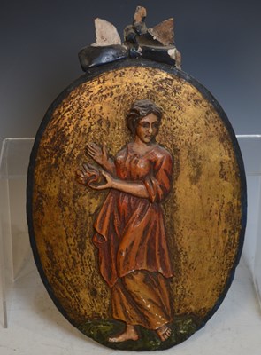 Lot 819 - A 19th century carved pine and gesso oval wall...