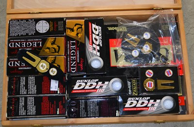 Lot 873 - A box of assorted golf items, to include...