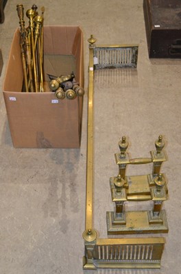 Lot 1068 - A collection of assorted brass fire irons, to...
