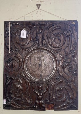 Lot 1025 - An 18th century/ later oak panel, with...